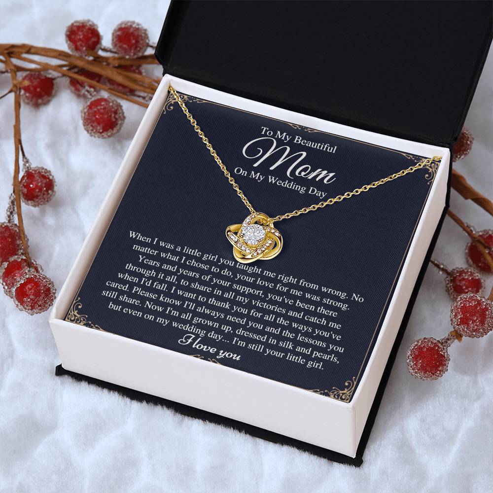 Mom On Love Knot Necklace