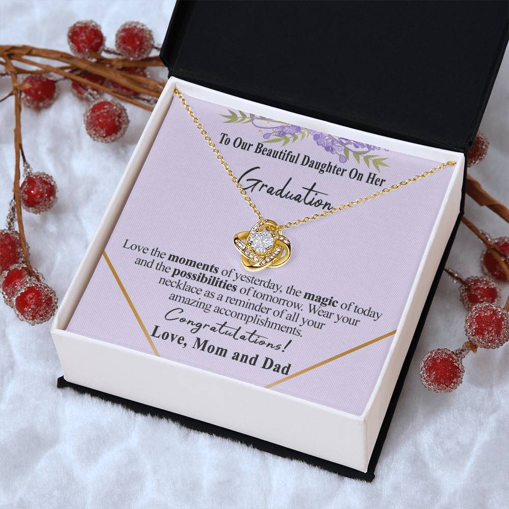 Class Of 2022 Graduation Gift Necklace To Our Beautiful Daughter On Her Graduation To Daughter Gift From Mom And Dad High School Graduation College Grad Love Knot Necklace
