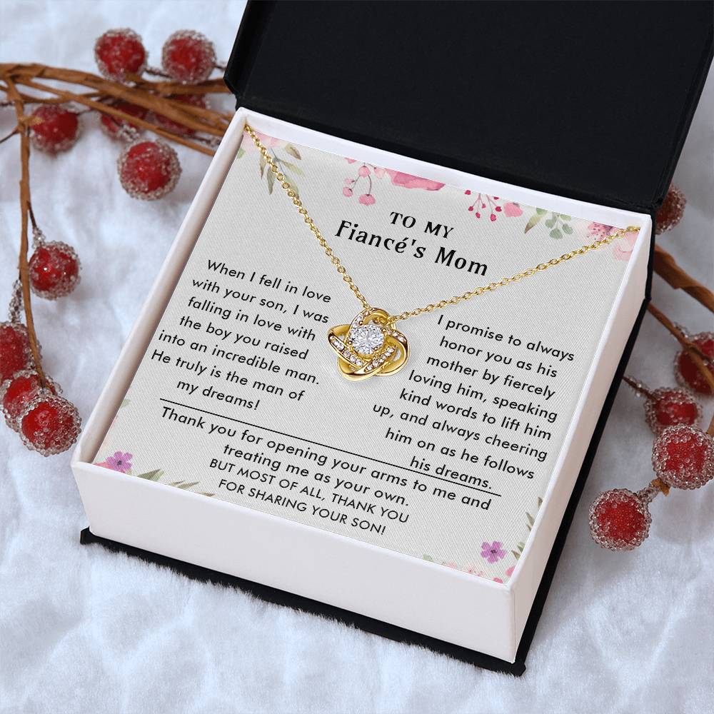 To My Fiancé's Mom - Luxury Gift For Mother's Day Love Knot Necklace