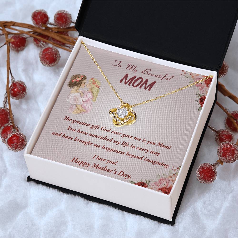 Mother's Day Gift Necklace To Mom From Daughter Gift Necklace Love Knot Pendant Necklace For Mom Mother's Day Gifts Love Knot Necklace