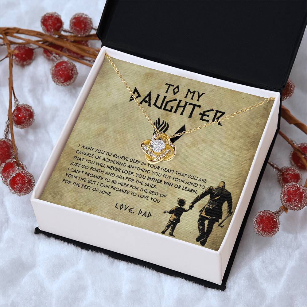 To My Daughter Jewelry With Luxury Box Daughter Birthday Gift Viking Girl Bold Brave Strong Viking Dad Chr Love Knot Necklace