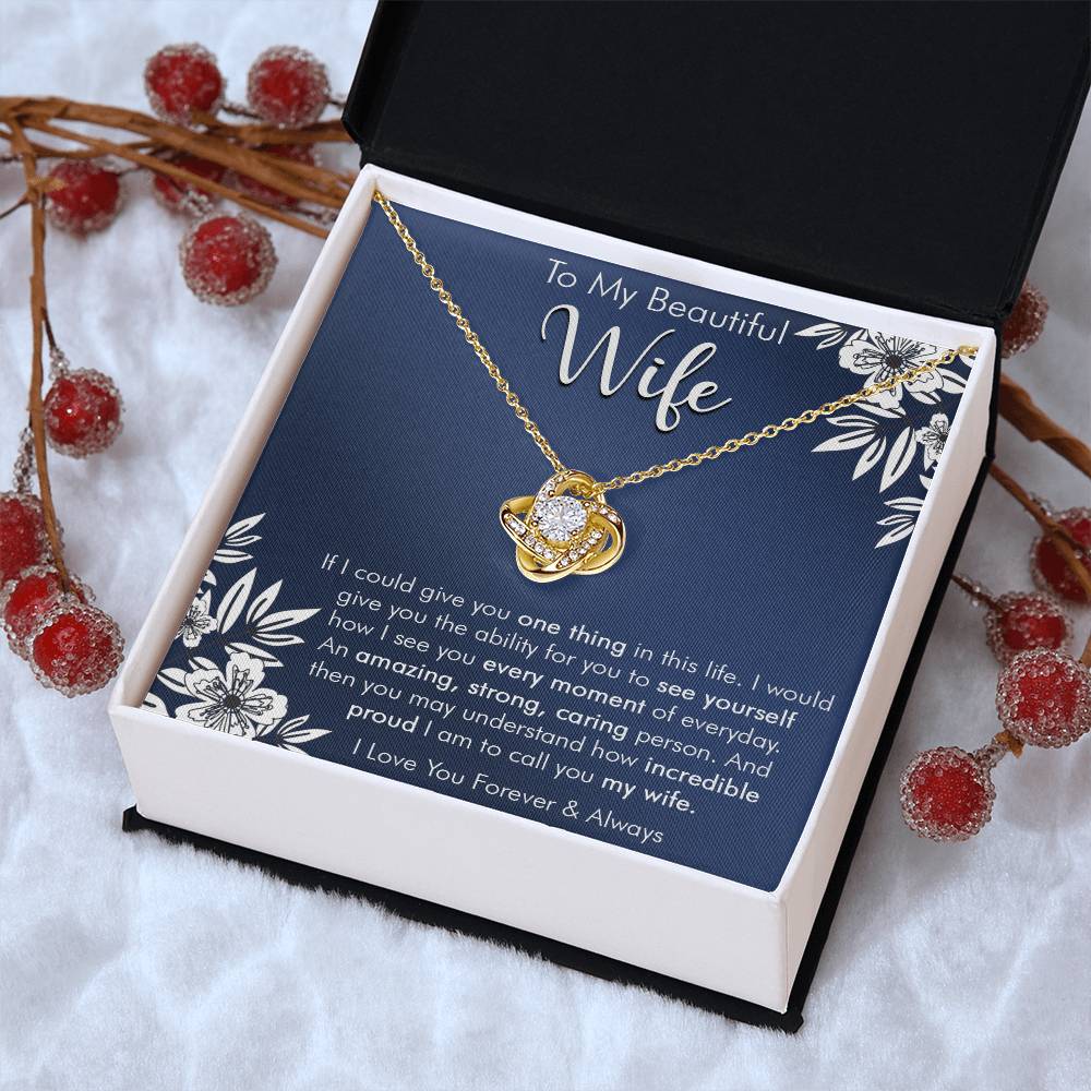 Gift For Wife I See You Everyday Navy Flower Love Knot Necklace Love Knot Necklace