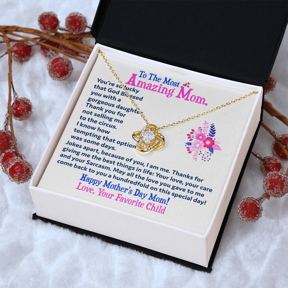 Gift For Amazing Mom Love Knot Necklace