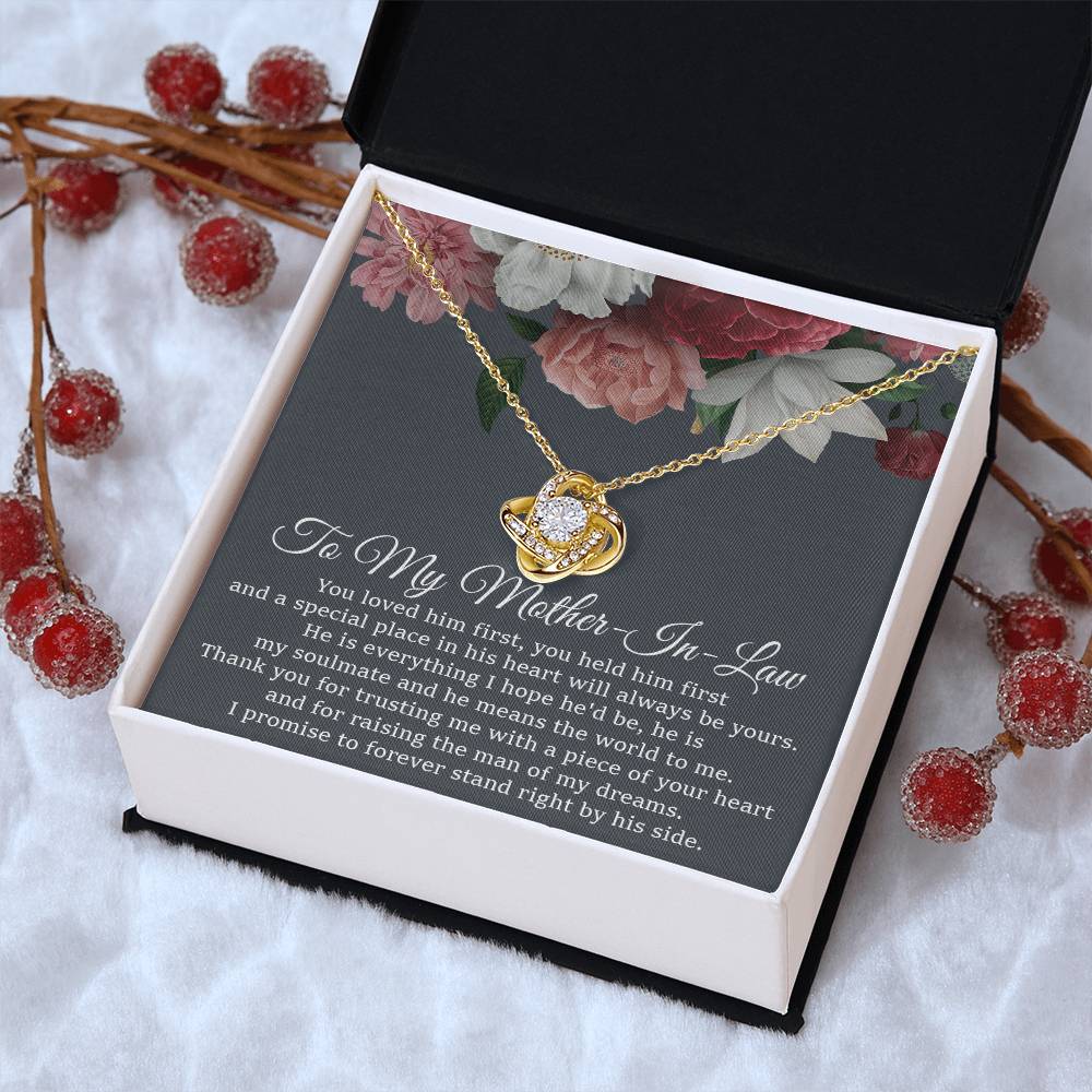 To My Mother-In-Law Necklace Mother Of The Groom Gift Mother In Law Gift From Bride Love Knot Necklace