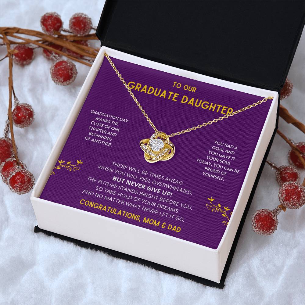 The Future Stands Bright Before You! Graduate Daughter - Necklace College Graduation Gift For Her High School Sen Love Knot Necklace