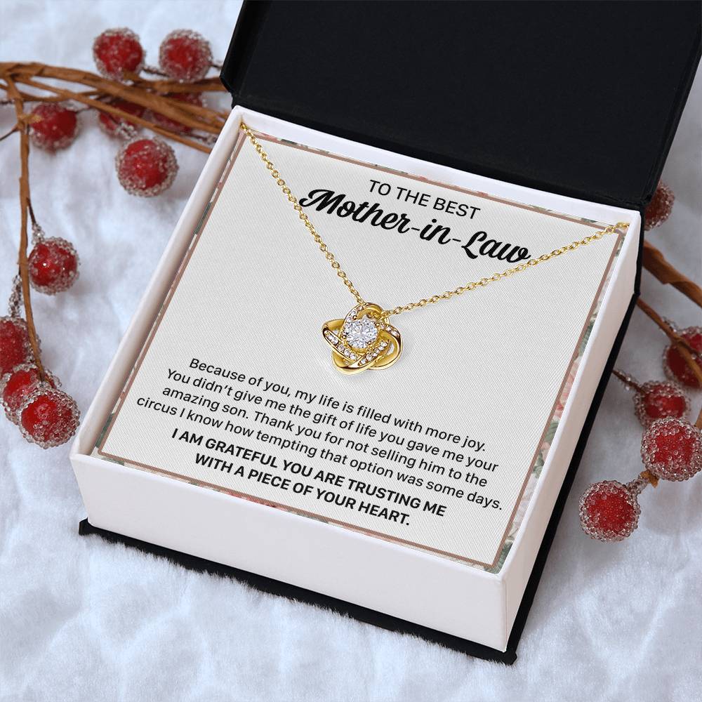 Gift For Mother-In-Law More Joy 3 Love Knot Necklace Love Knot Necklace