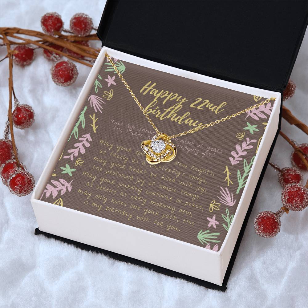 Happy 22Nd Birthday Gifts For 22Nd Birthday 22Nd Birthday Gift For Her 22 Year Old Female Best Friend 22Nd B Love Knot Necklace