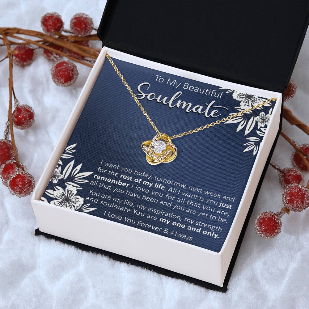 Gift For Your Soulmate - Today For All Navy Flower Love Knot Necklace Love Knot Necklace