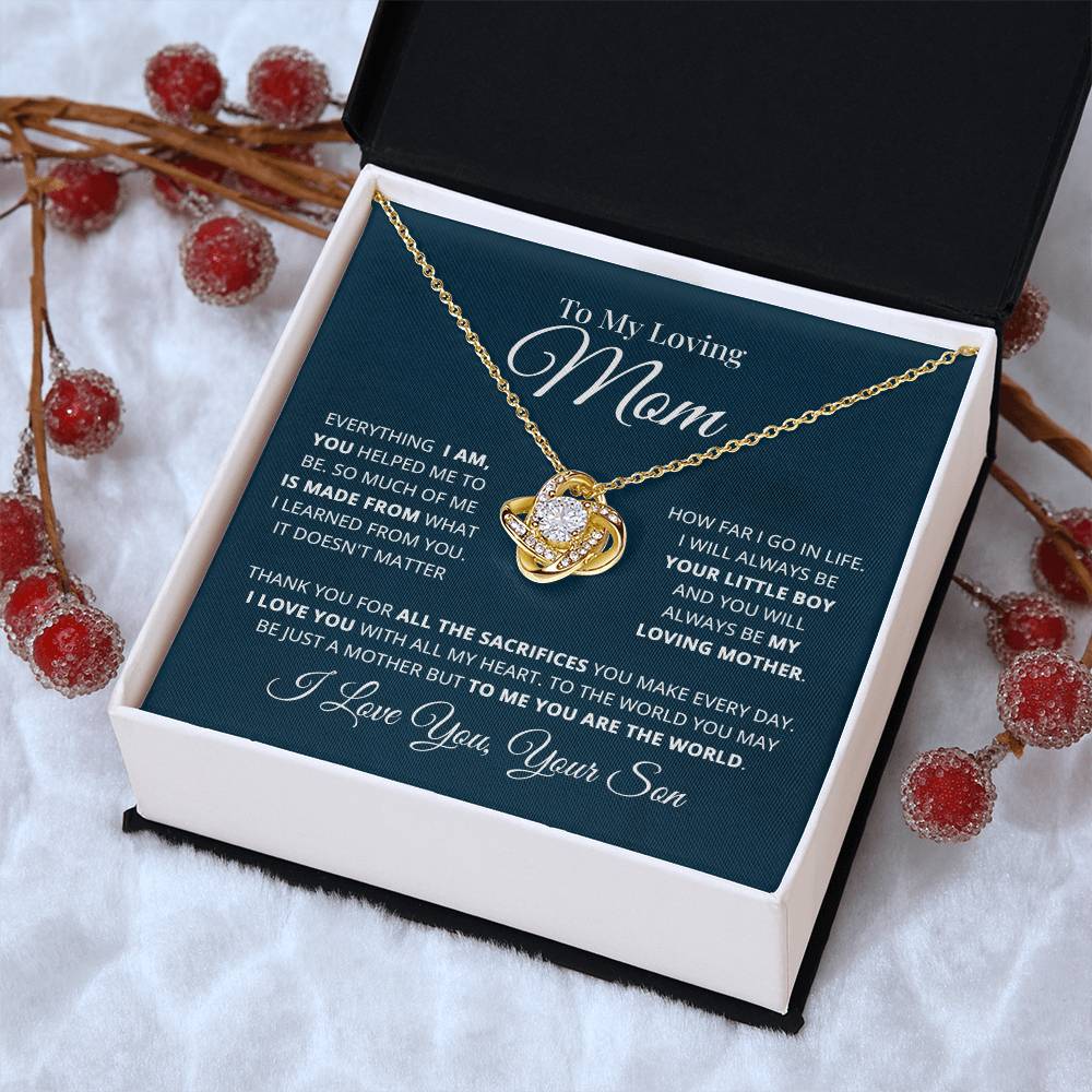 To My Loving Mom Necklace Gift For Mom From Son Mother's Day Gift Mom Birthday P Love Knot Necklace