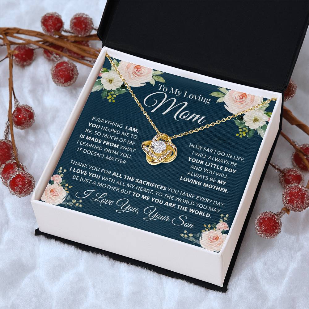 To My Loving Mom Necklace Gift For Mom From Son Mother's Day Gift Mom Birthday Present Love Knot Necklace