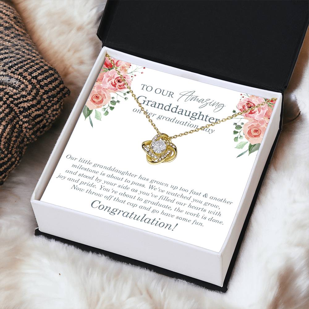 To Our Amazing Granddaughter Congrats On Her Graduation Graduation Gift Gift From Grandma & Grandpa For Granddaughter Love Knot Necklace
