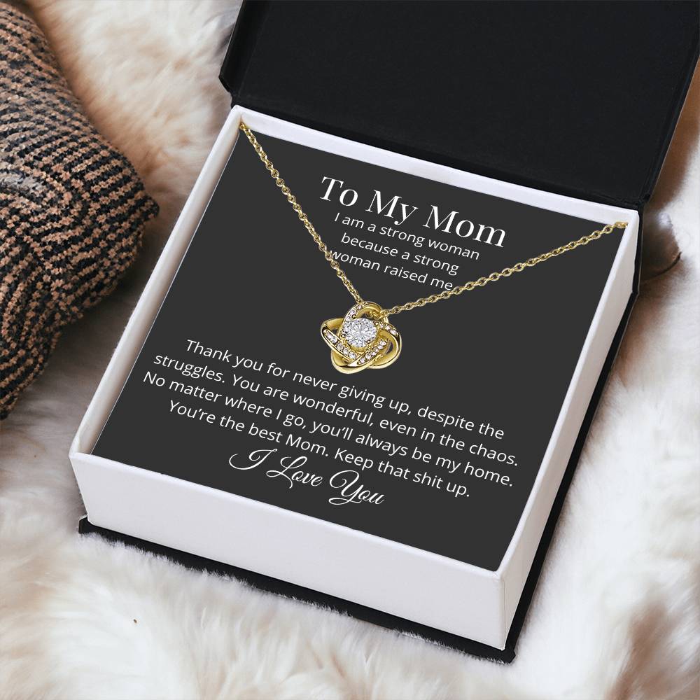 Thank You For Never Giving Up Love Knot Necklace