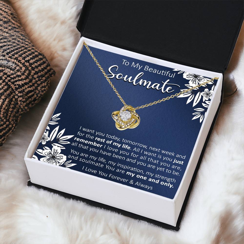 Gift For Your Soulmate - Today For All Navy Flower Love Knot Necklace Love Knot Necklace