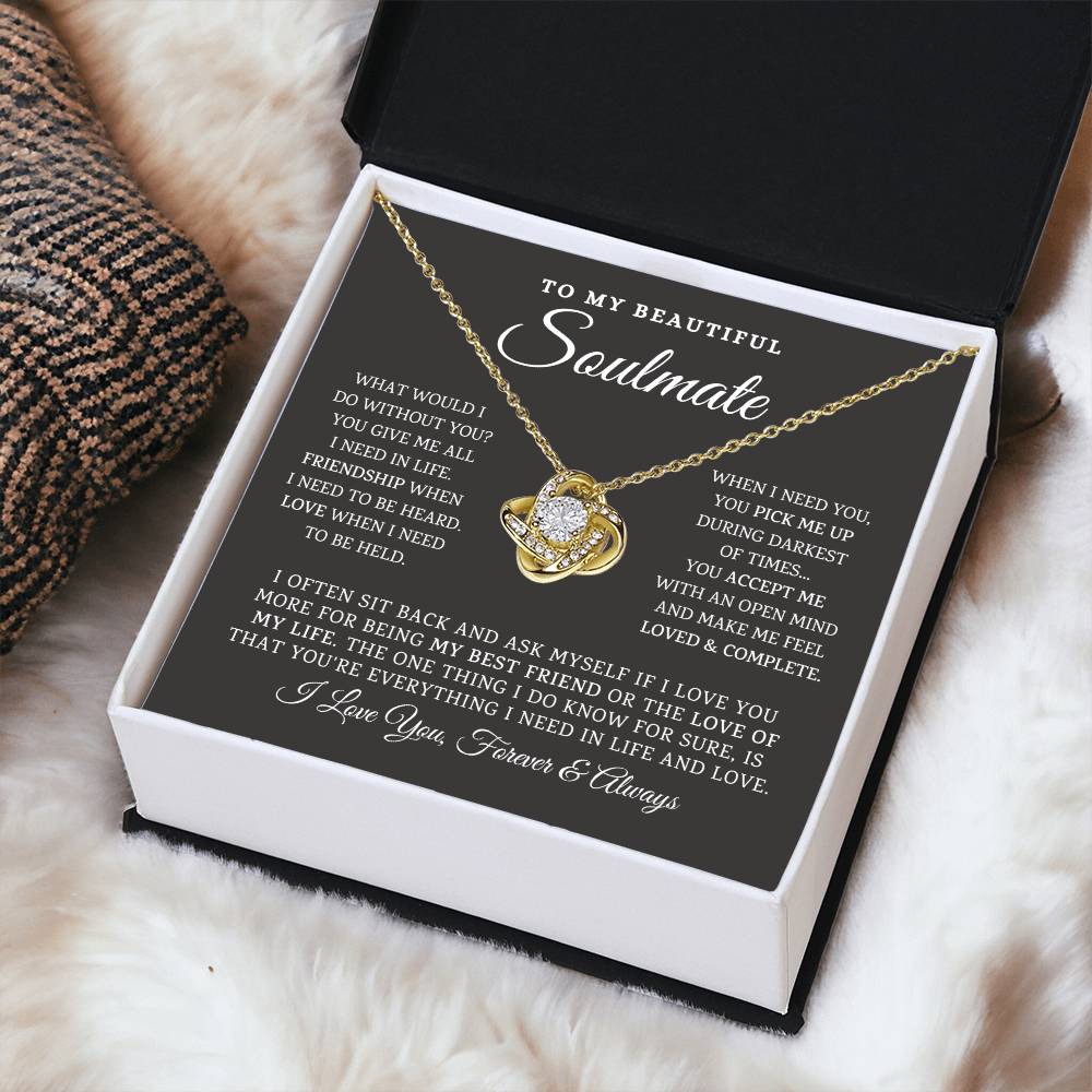 To My Beautiful Soulmate Necklace Gift For Girlfriend Anniversary Birthday Gift Sentimental Gift Love Knot Necklace