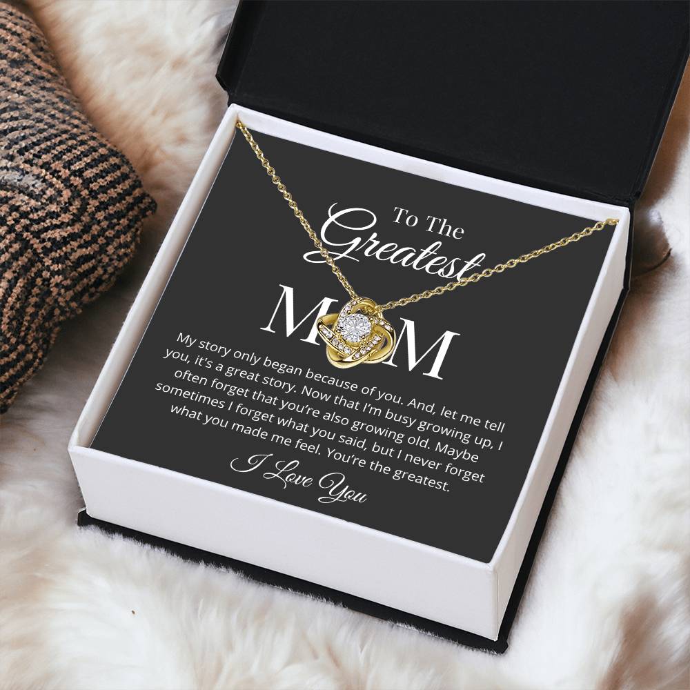 My Story Began Because Of You Love Knot Necklace