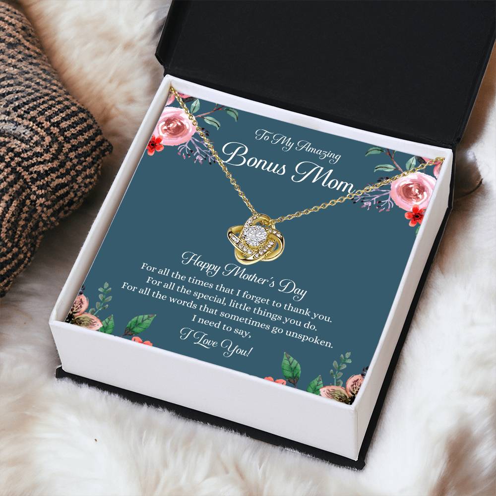 Bonus Mom Necklace Mothers Day Gift Daughter To Mom Gift Bonus Mom Step Mom Gift Present For Stepmom On Mothers Day Stepmom Necklace 1 Love Knot Necklace