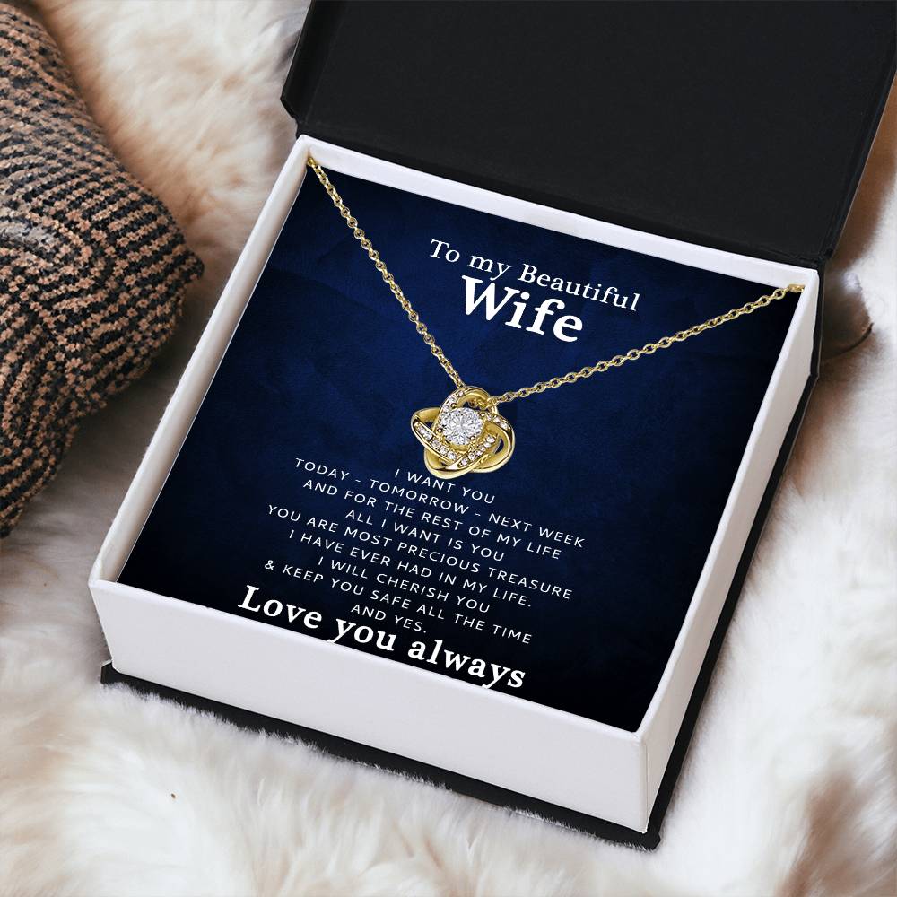 To My Wife - Love You Love Knot Necklace