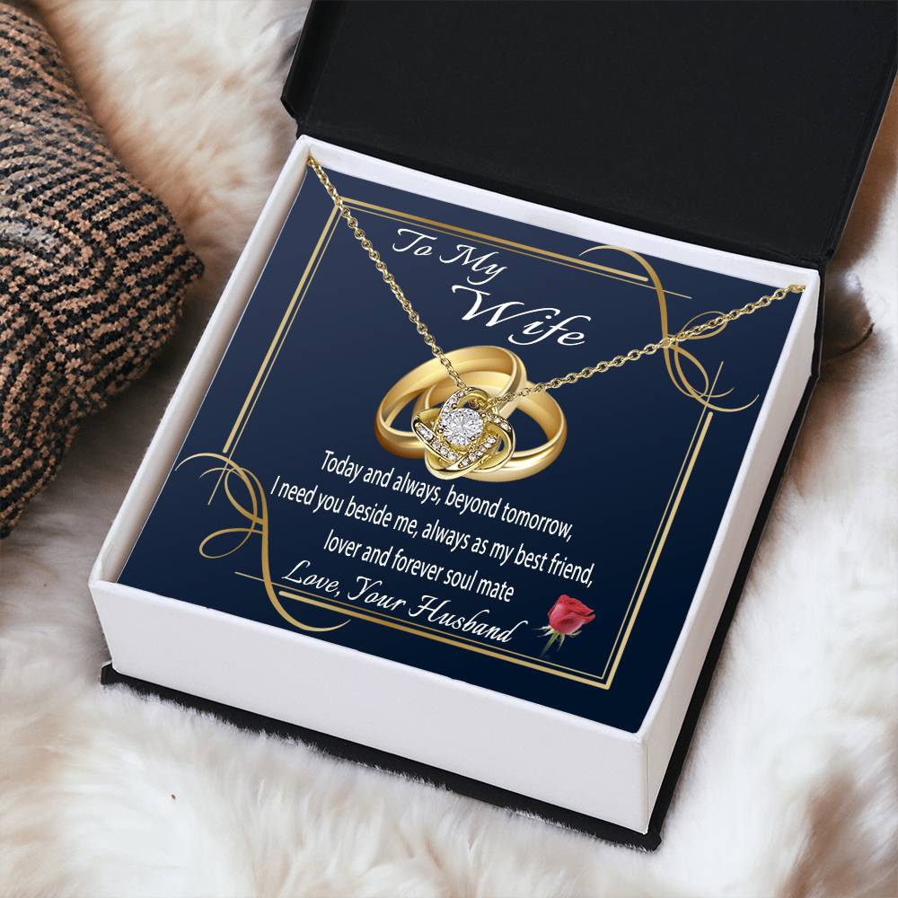 To My Wife Gift Necklace Message Card Necklace To Wife From Husband Anniversary Gift For Wife Birthday Gift Necklace Fo Love Knot Necklace