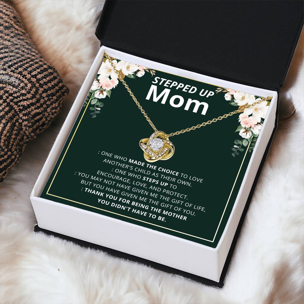 To My Step Mom Stepped Up Mom Necklace Gift For Bonus Mom Second Mom Birthday Mother's Day Gift Love Knot Necklace