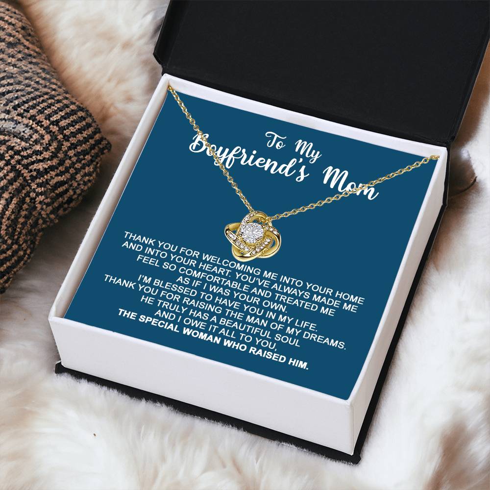 To My Boyfriend's Mom - I Owe It All To You - Necklace Christmas Gift For Boyfriends Mom Pendant Necklace Mothers Day Gift For Boyfr Love Knot Necklace