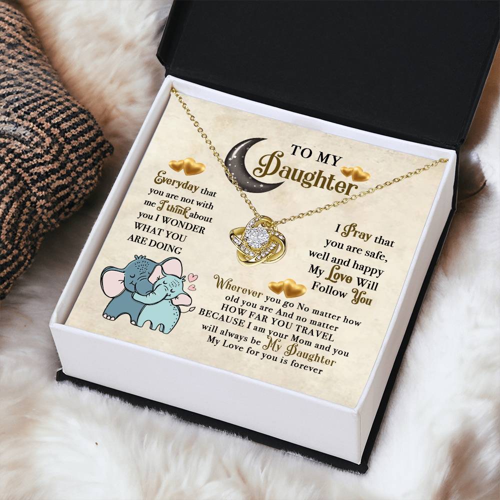 To My Daughter Elephant Mom Birthday Gift To My Daughter Elephant Love Necklace Gift For Daughter Daughter Birthday Daughte Love Knot Necklace