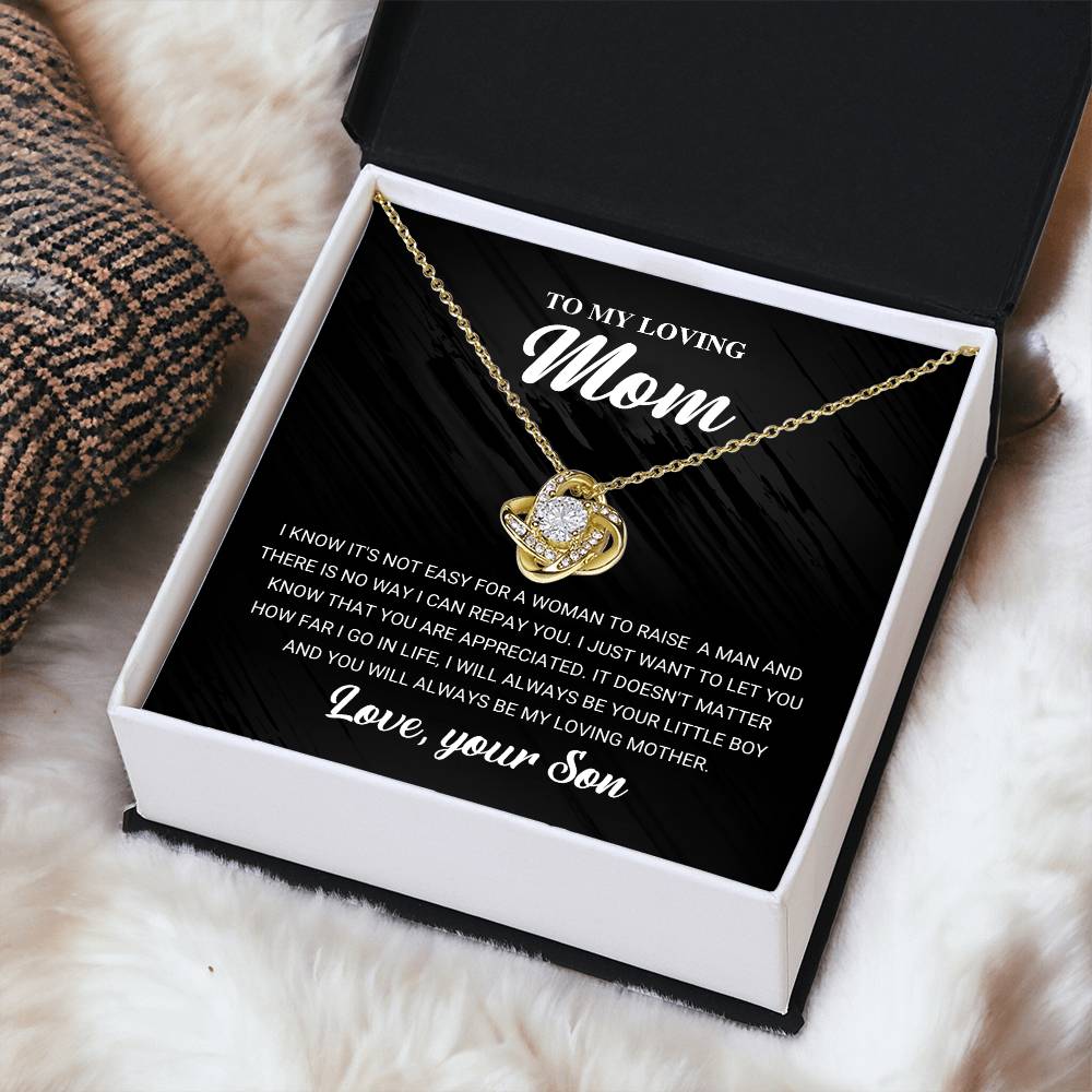 To My Loving Mom Necklace Gift For Mom From Son Mom Birthday Gift Mother's Da Love Knot Necklace