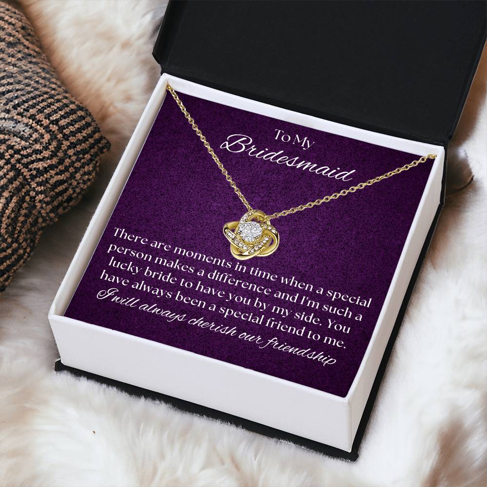 Bridesmaid For A Day Friends For Life(2) Love Knot Necklace