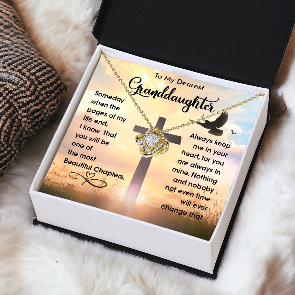 To My Dearest Granddaughter - Heart Melt Message Love Knot Necklace?? Love Knot Necklace