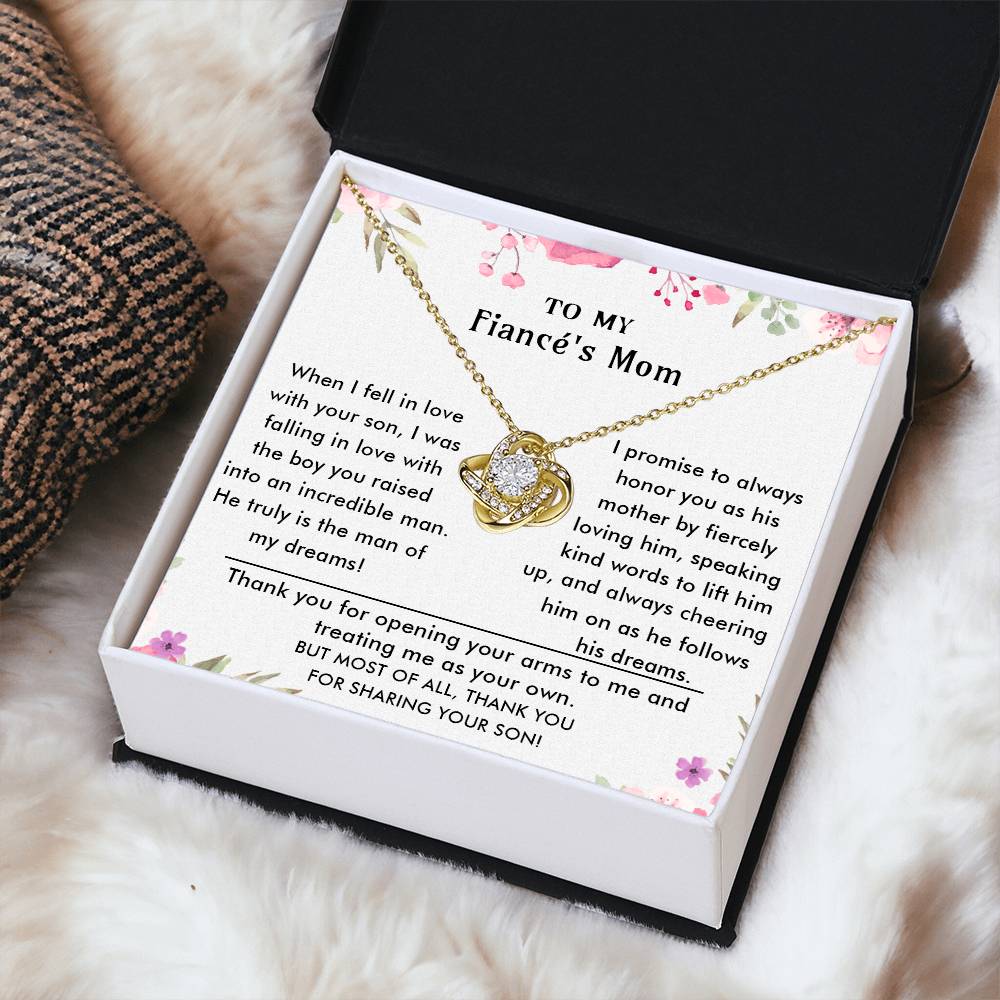 To My Fiancé's Mom - Luxury Gift For Mother's Day Love Knot Necklace