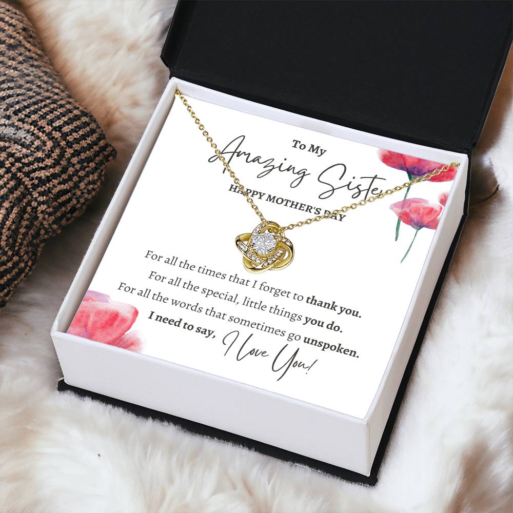 Mothers Day Gift For Sister Sister Mothers Day Gift Sister Necklace Gift On Mothers Day Sentimental Mothers Day Gift For Sister J Love Knot Necklace