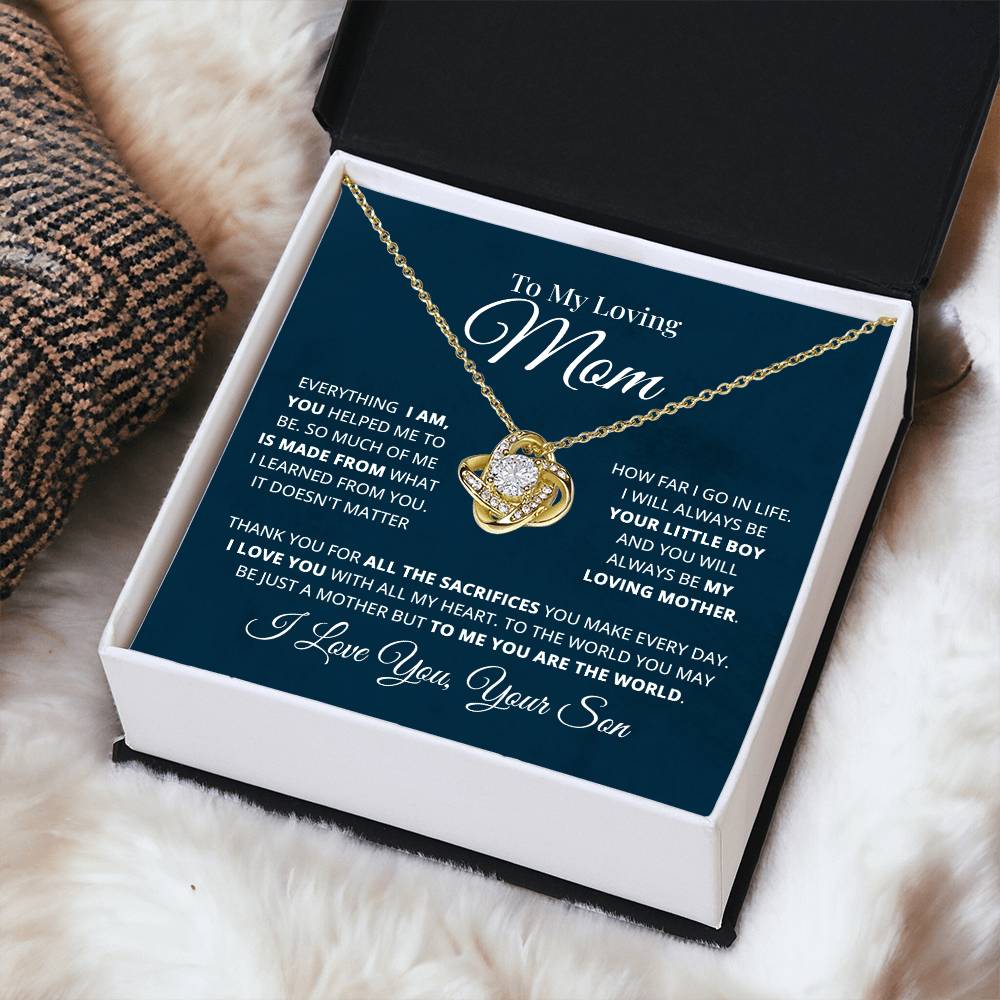 To My Loving Mom Necklace Gift For Mom From Son Mother's Day Gift Mom Birthday P Love Knot Necklace