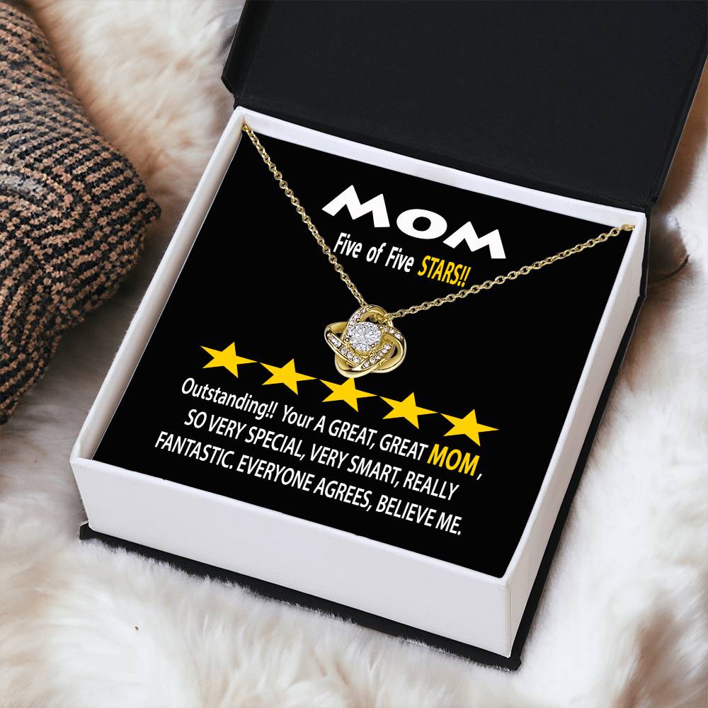 To Mom Gift Necklace With Message Card Five Star Review For Mom Mother's Day Gift Necklace Mom Birthday Gift Ne Love Knot Necklace