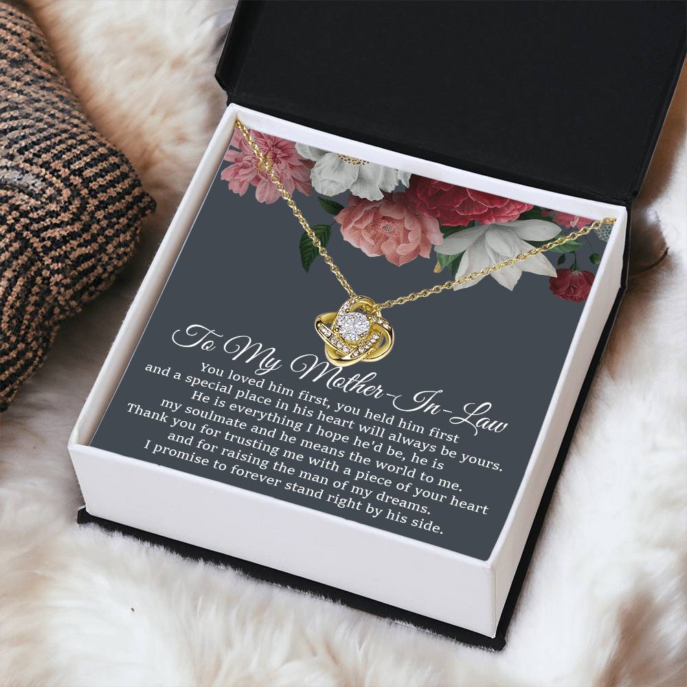 To My Mother-In-Law Necklace Mother Of The Groom Gift Mother In Law Gift From Bride Love Knot Necklace