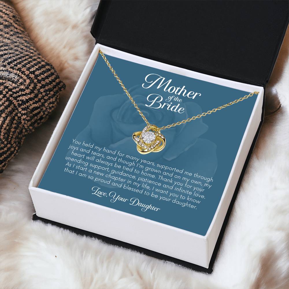 Mother Of The Bride Gift From Daughter Gift For Mom On Wedding Day Mom Gift From Daughter Mother Cross Necklace Jewelry Gift Love Knot Necklace