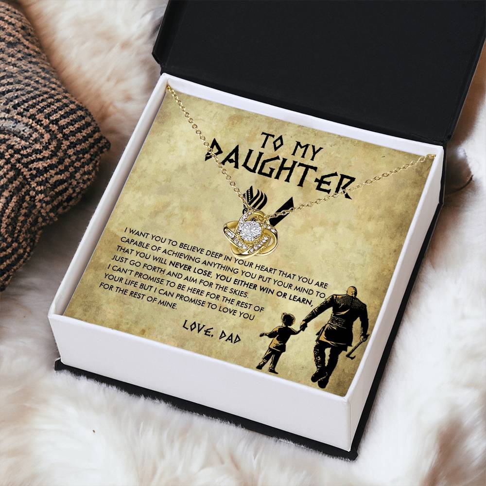 To My Daughter Jewelry With Luxury Box Daughter Birthday Gift Viking Girl Bold Brave Strong Viking Dad Chr Love Knot Necklace