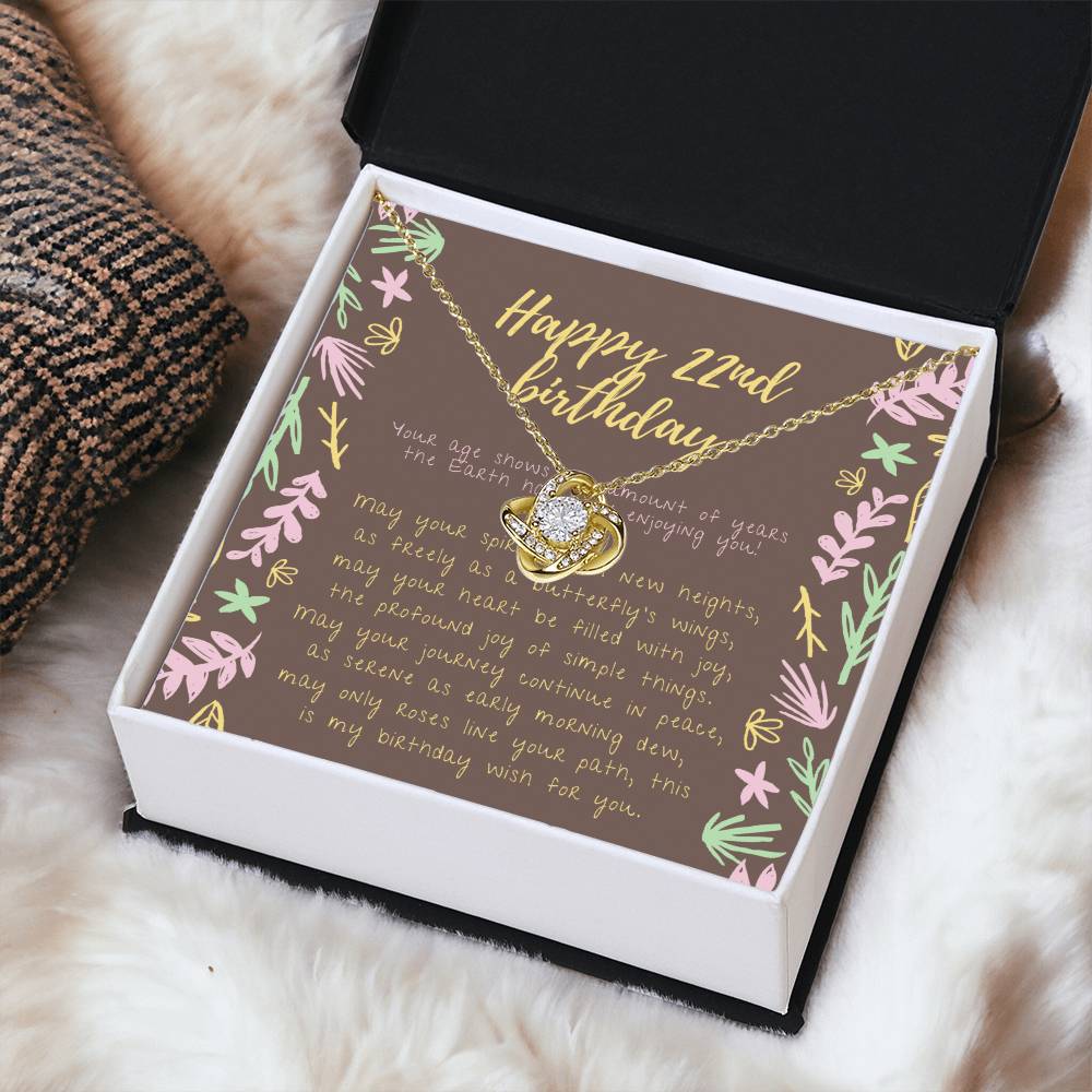 Happy 22Nd Birthday Gifts For 22Nd Birthday 22Nd Birthday Gift For Her 22 Year Old Female Best Friend 22Nd B Love Knot Necklace