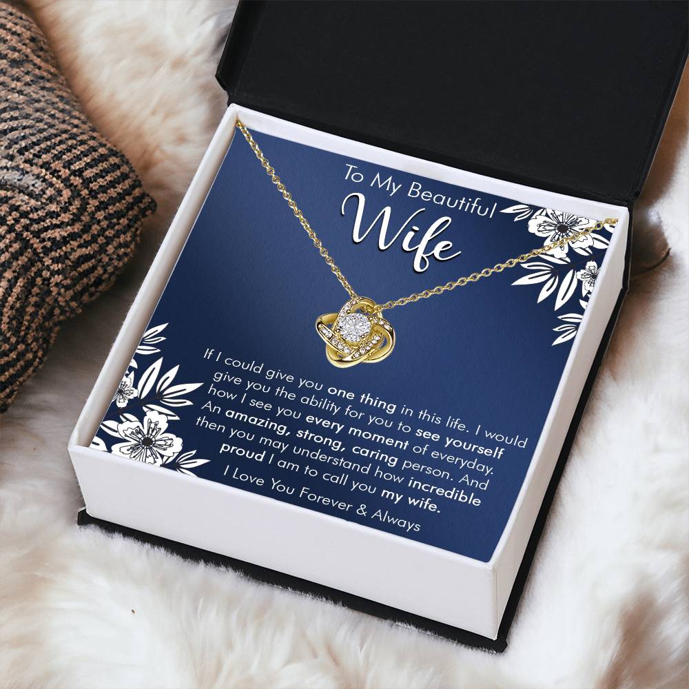 Gift For Wife I See You Everyday Navy Flower Love Knot Necklace Love Knot Necklace