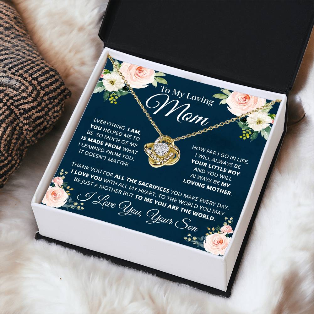 To My Loving Mom Necklace Gift For Mom From Son Mother's Day Gift Mom Birthday Present Love Knot Necklace