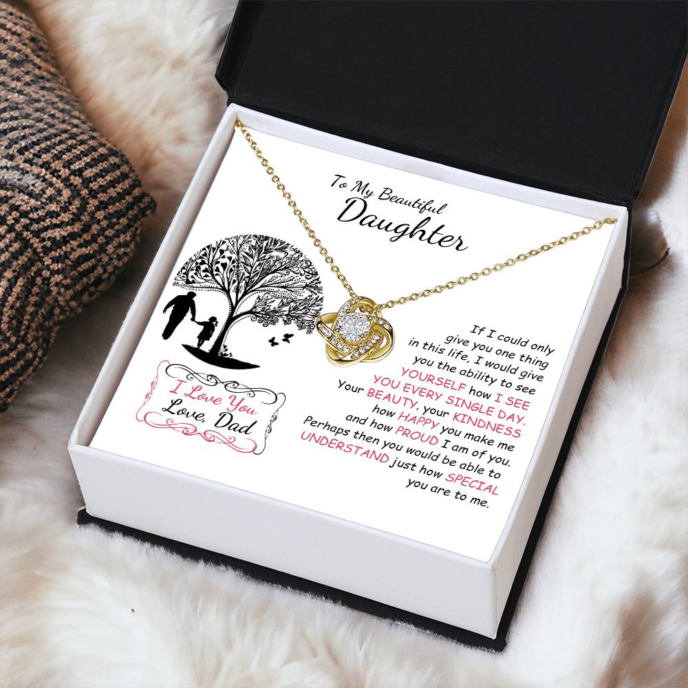 To My Beautiful Daughter Necklace Birthday Necklace For Girl Graduation Gifts For Her High School College Handmade Jewelry For Da Love Knot Necklace