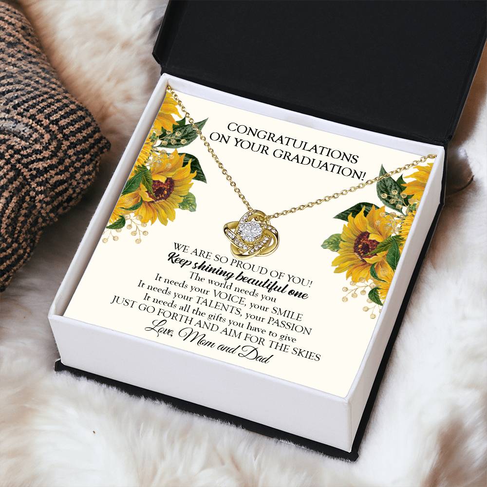 To Our Daughter Graduation Necklace Graduation Gift For Daughter From Mom & Dad Love Knot Necklace