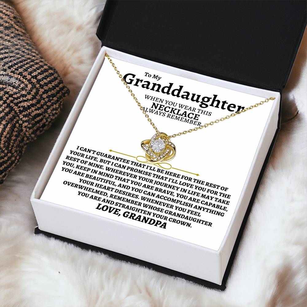 To My Granddaughter Necklace Granddaughter Jewelry Gift From Grandpa Meaningful Gift For Her Love Knot Necklace