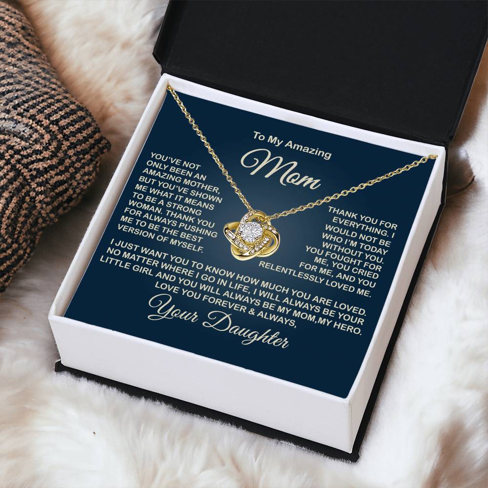 To My Amazing Mom Necklace Gift For Mom From Daughter Sentimental Gift Mother's Day Gift Love Knot Necklace