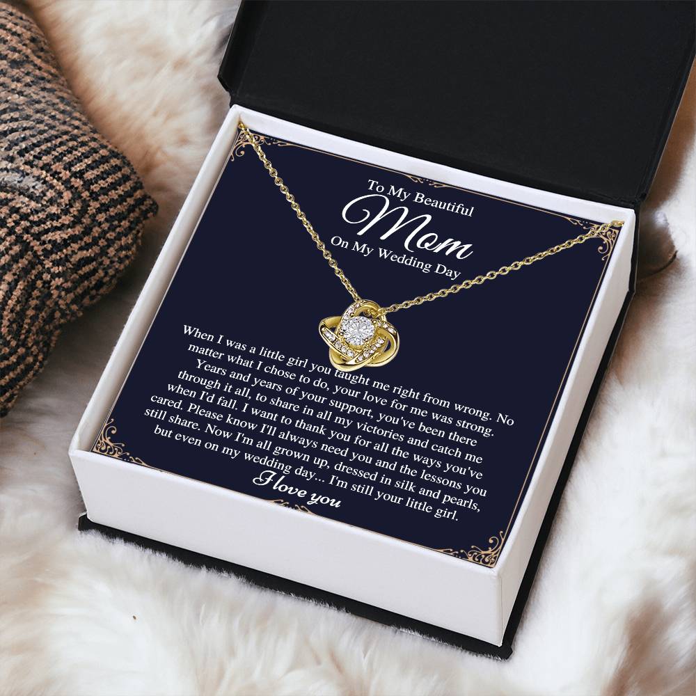 Mom On Love Knot Necklace
