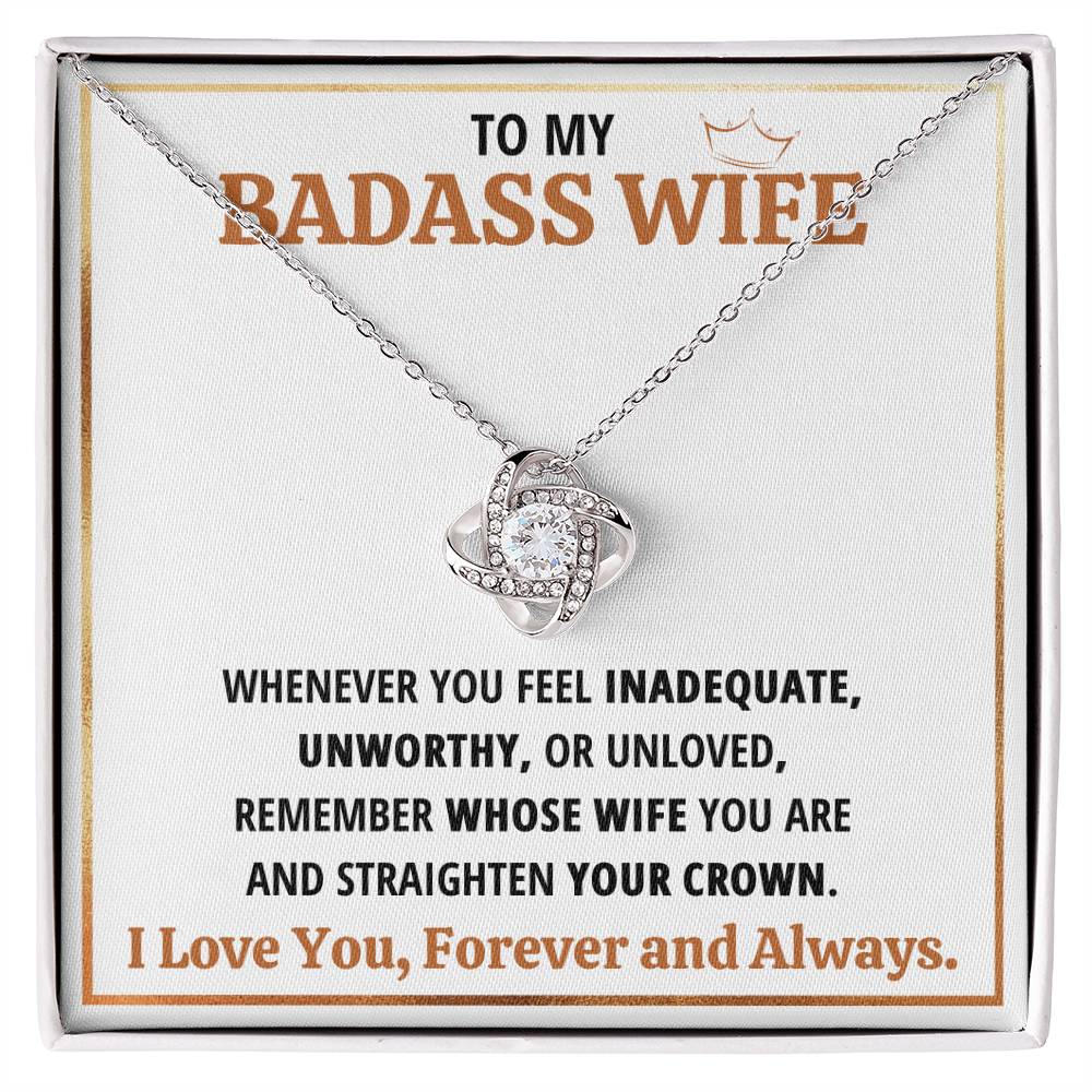 To My Badass Wife Love Knot Earring Necklace Gift Set Love Knot Necklace