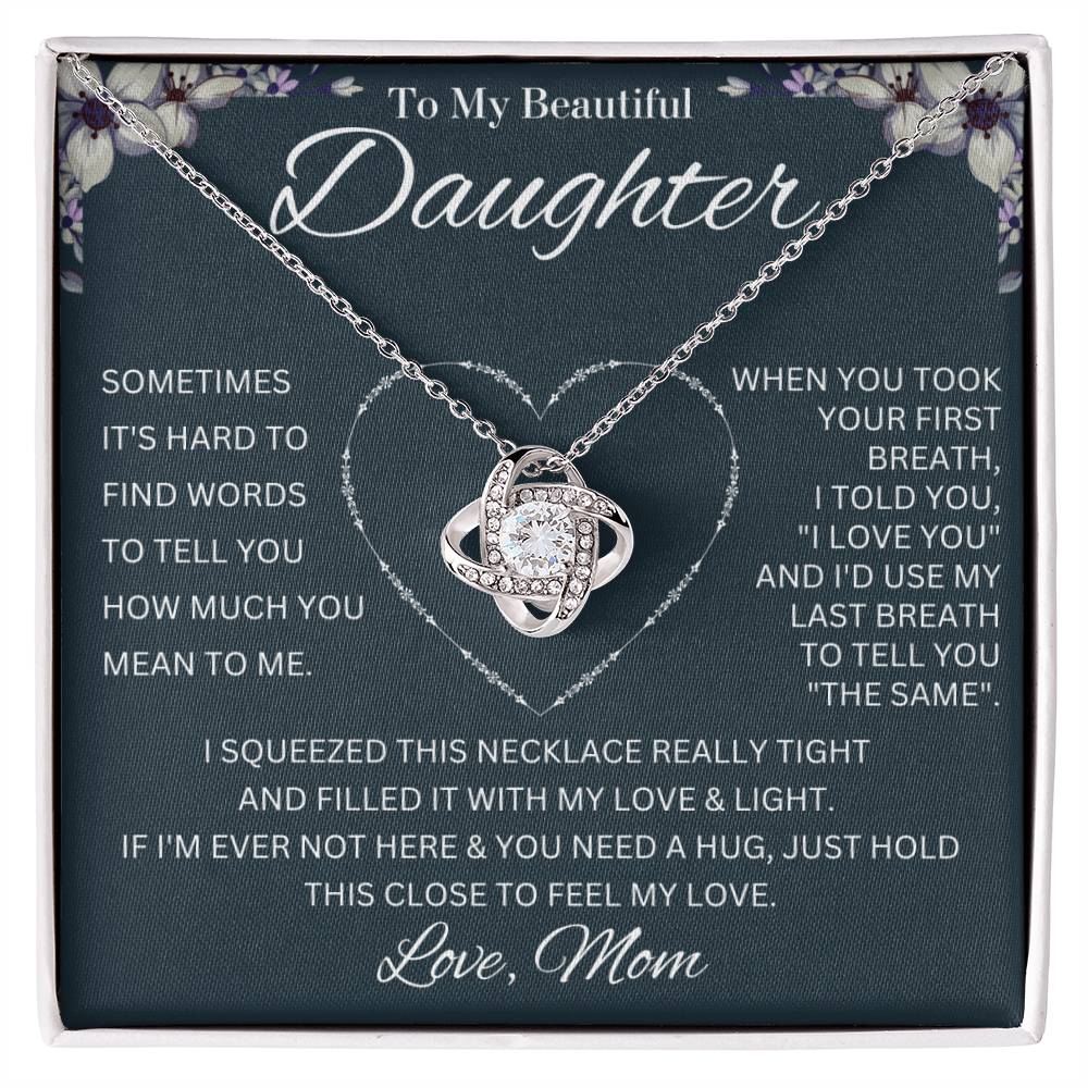 To My Daughter - I Love You, Love Mom Love Knot Necklace