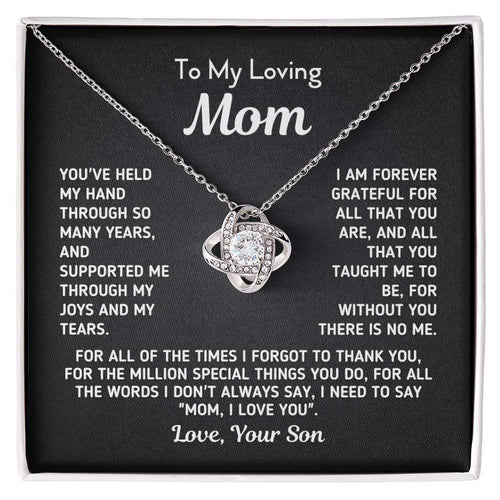 Gift For Mom From Son - Without You There Is No Me White Necklace Love Knot Necklace