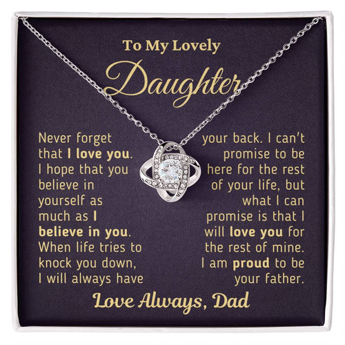 Gift For Daughter Proud To Be Your Father Gold Necklace Love Knot Necklace