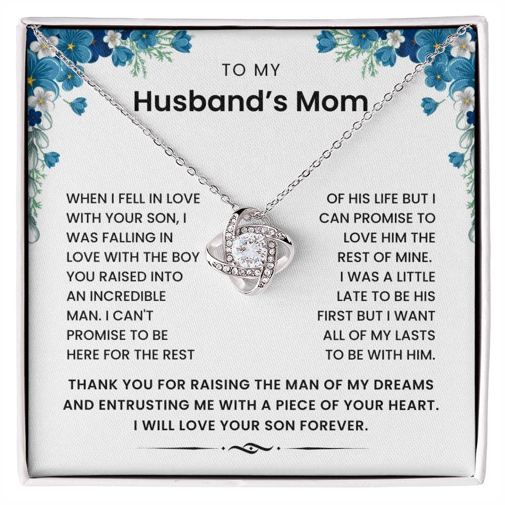 To My Husband's Mom - All My Lasts To Be With Him Love Knot Necklace