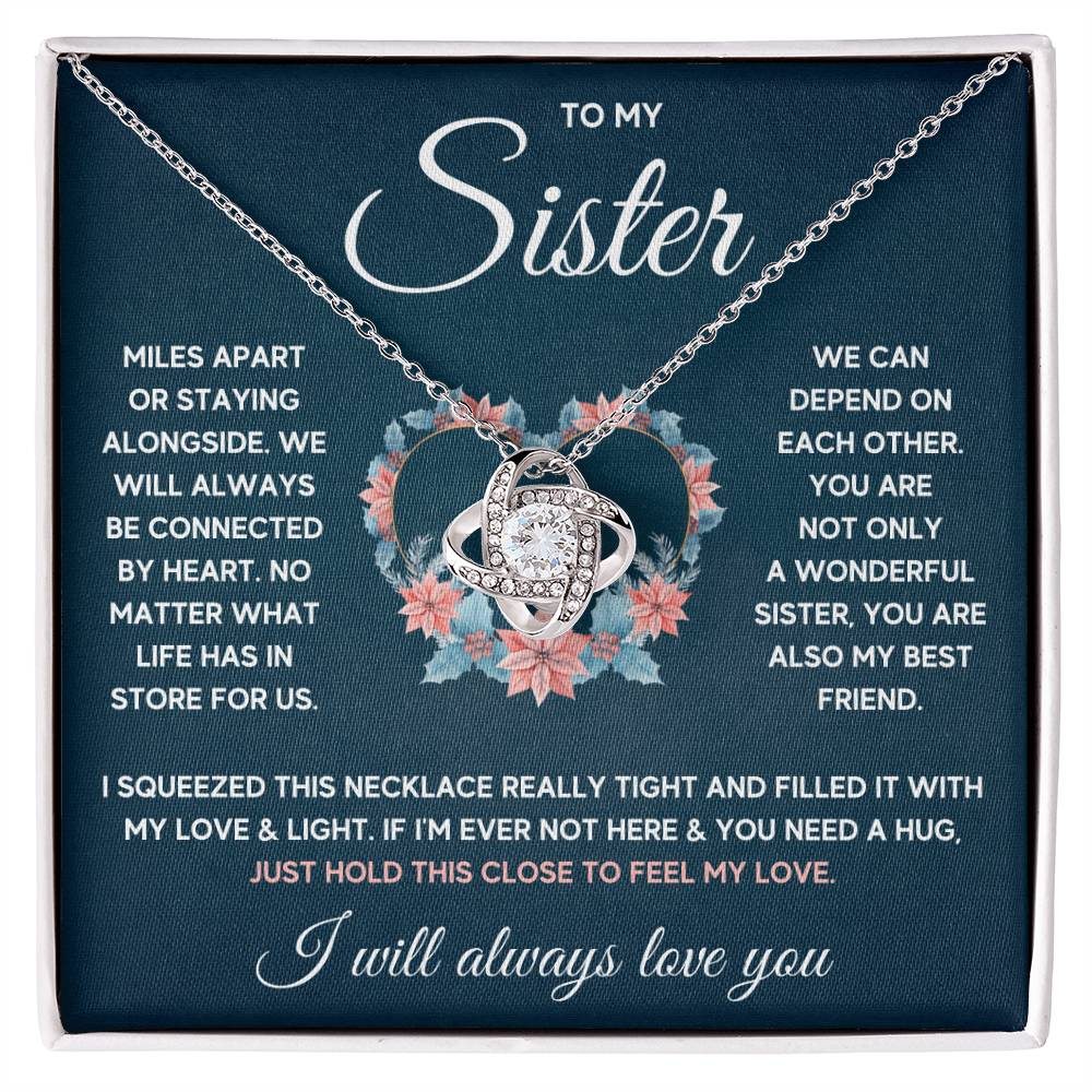 To My Sister Squeezed Love Knot Necklace Gift Set Love Knot Necklace