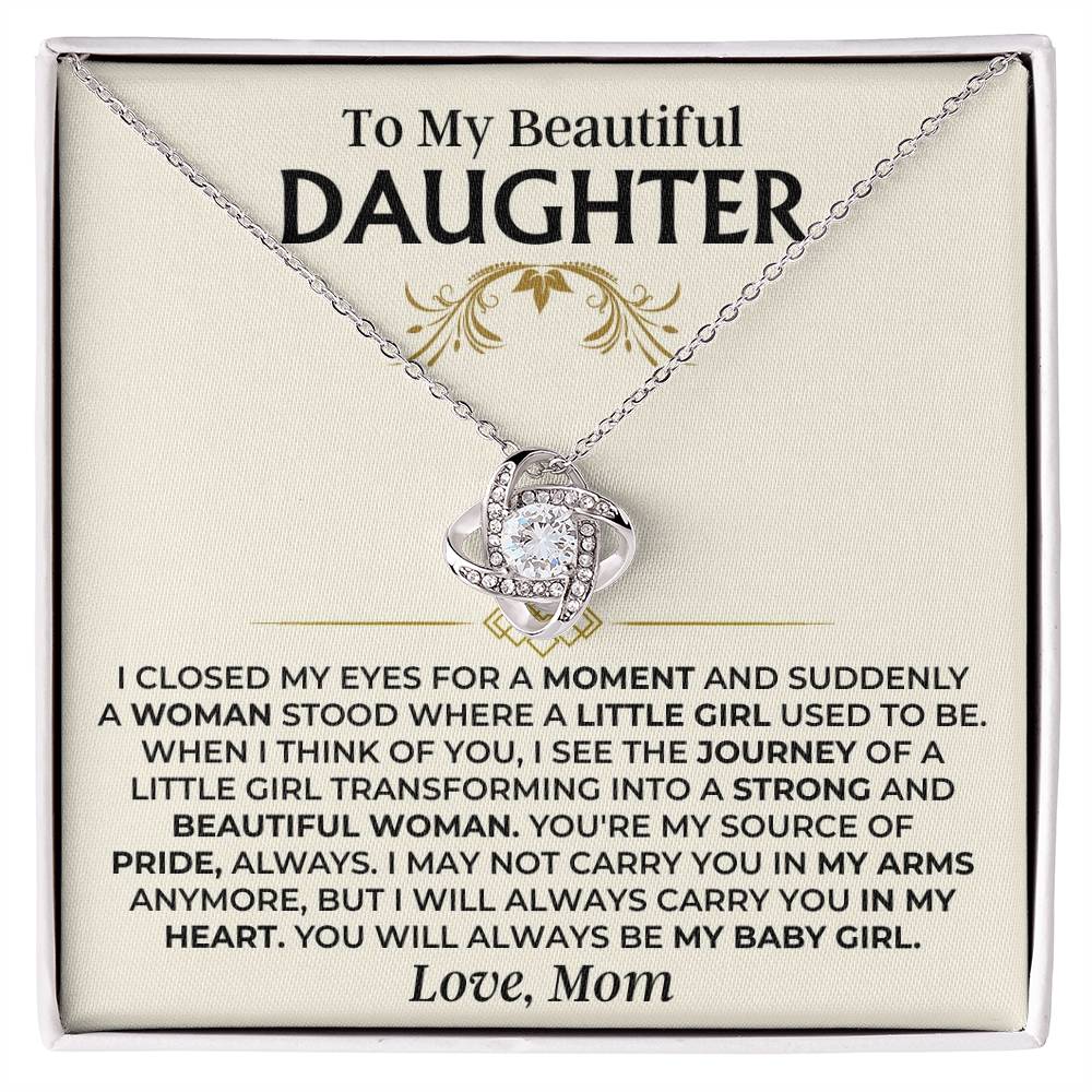 To My Beautiful Daughter - Mom - Love Knot Necklace